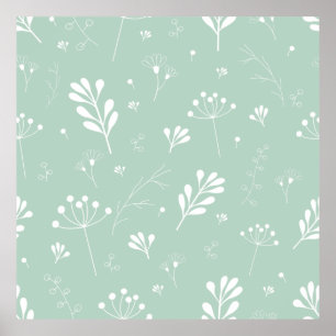 Poster Flores de inclinação verde do fundo