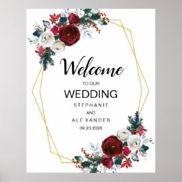 Poster Flores de inverno geométricas Douradas da Frame Bu