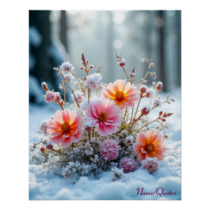 Pôster Flores de Inverno na Neve – Serenidade Floral Suav