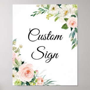 Poster Flores de Jardim Bonitas em Aquarela Personalizada