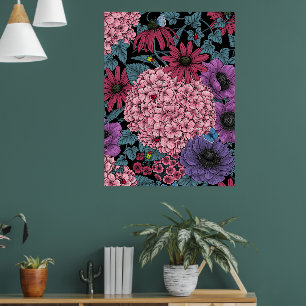 Poster Flores de jardim de negros