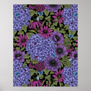 Poster Flores de jardim de negros