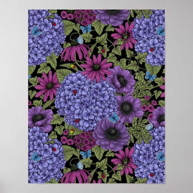 Poster Flores de jardim de negros (Frente)