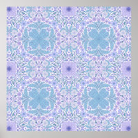 Flores de jardim retrô em azul e violeta