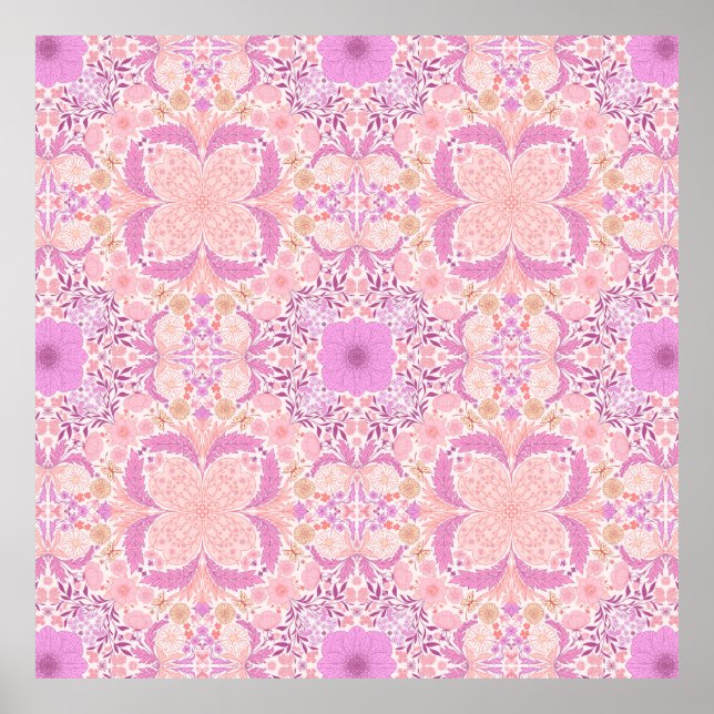 Poster Flores de jardim retrorreflectores a rosa (Frente)