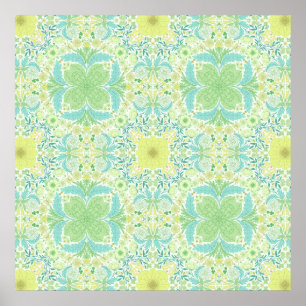 Poster Flores de jardim retrorreflectores em verde e amar