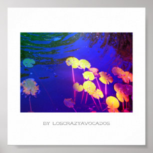 Poster Flores De Lily De Água Rosa Estilizadas Plantas Po