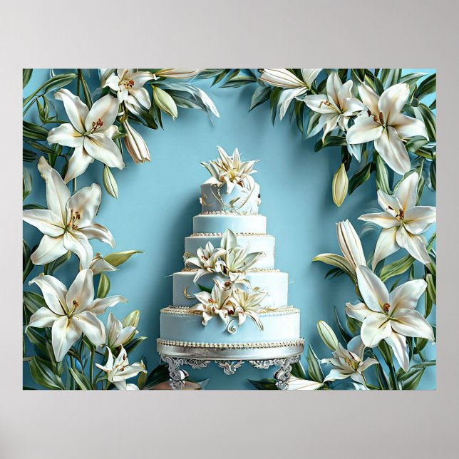 Poster Flores de Lírio de Bolo de Casamento Decoração de  (Frente)