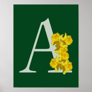 Poster Flores de Narciso Monograma Inicial A