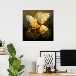 Poster Flores de Ouro para pintura em tons amarelos e cas