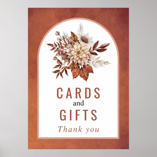 Poster Flores de outono e casamento outono de terracota f (Frente)