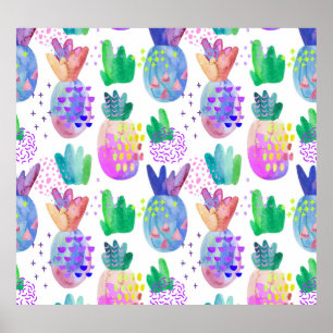 Poster Flores de outono pintadas à mão, padrão sem costur