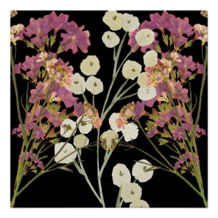 Pôster Flores de Papel Pressionadas a Nó Escuro