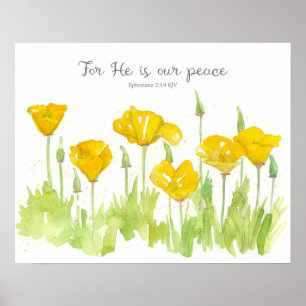 Poster Flores de Papoula da Califórnia com Escritura de E