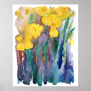 Poster Flores de Papoula da Califórnia Laranja Flor Silve