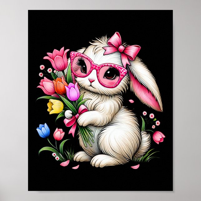 Poster Flores De Páscoa De Coelho De Tulipas De Mola Flor (Frente)