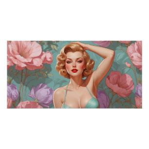Pôster Flores de Pastel Pin-Up Louras
