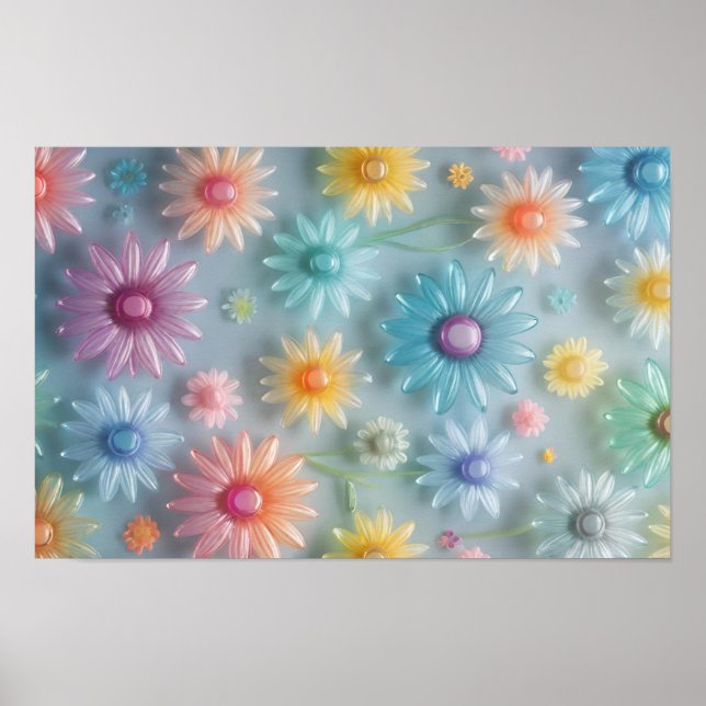 Poster Flores De Pastel Translúcidas E Cheias (Frente)