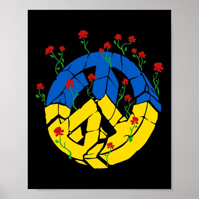 Poster Flores de Paz da Bandeira da Ucrânia (Frente)