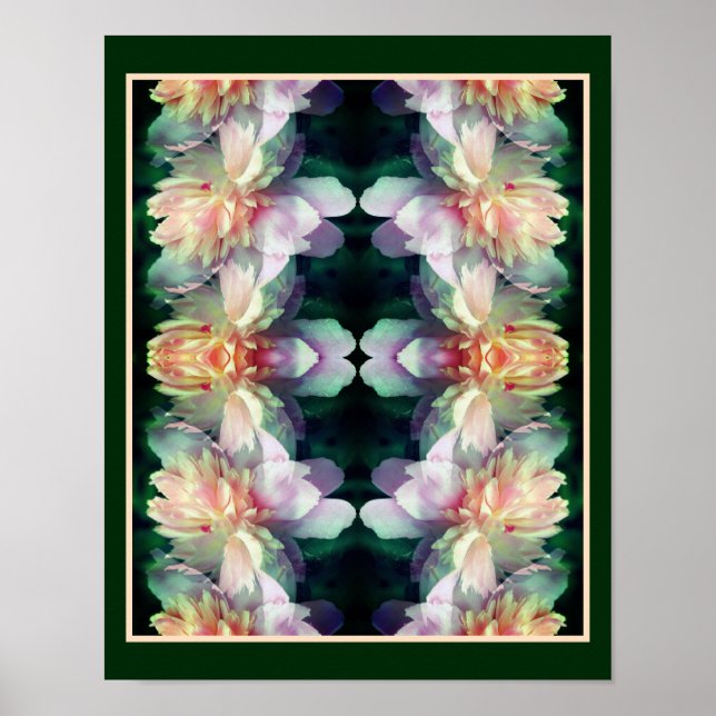 Poster Flores de Pedônia Rosa Multiplicadas Abstrato (Frente)