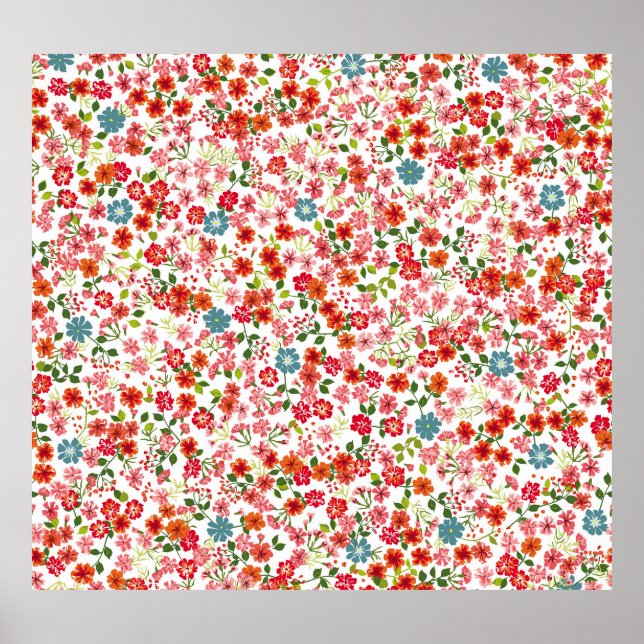 Poster Flores de pequena escala, estilo calico, moto sem  (Frente)