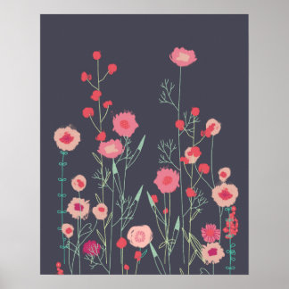 Poster Flores de Plymouth Dark Boho Floral