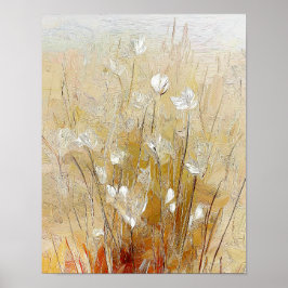 Poster Flores de Prado Dourado #2 – Arte Floral Neutra e