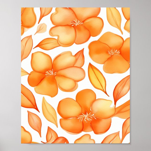 Poster Flores de primavera cor laranja (Frente)