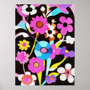 Poster Flores de primavera do Abstrato Retro Boho da Viva