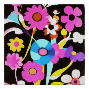 Pôster Flores de primavera do Abstrato Retro Boho da Viva
