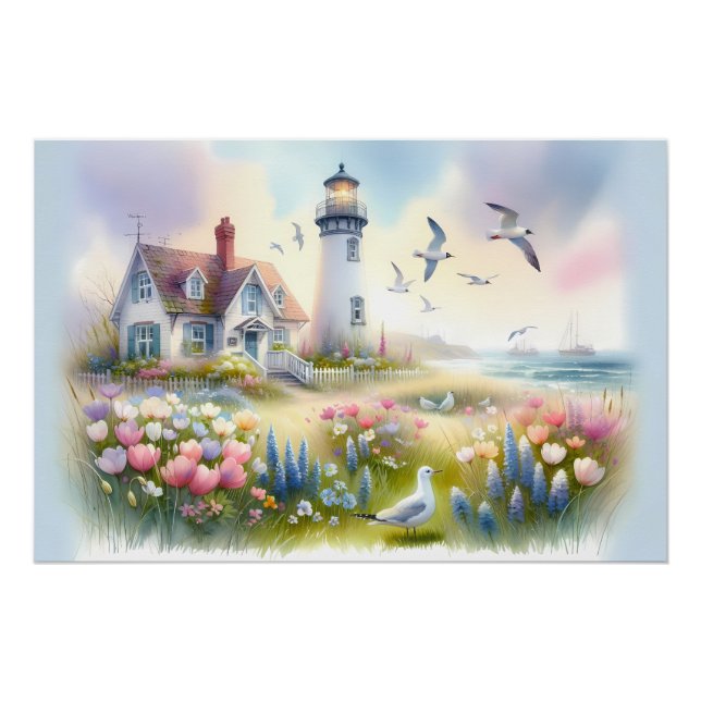 Pôster Flores de primavera por Algodão Costeiro de Farol (Frente)