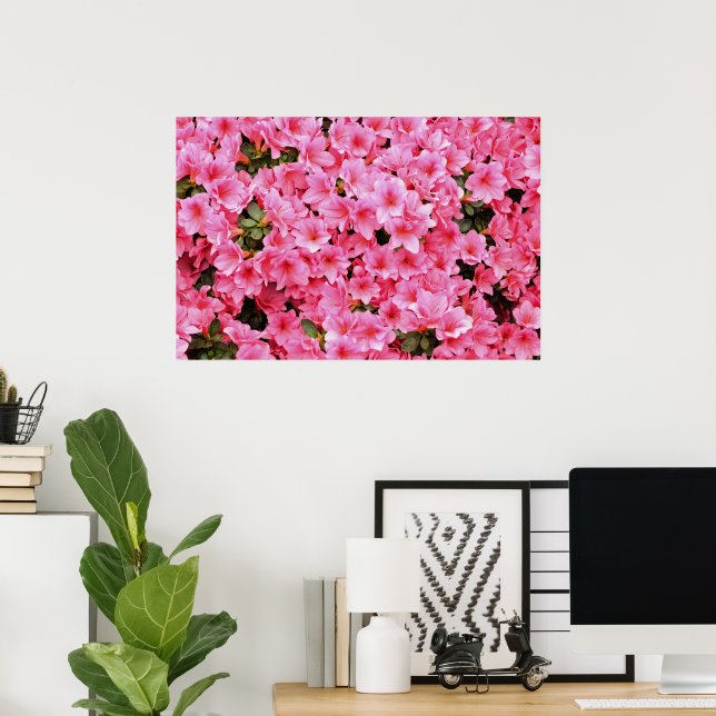 Poster Flores de rododendro rosa (Escritório em casa)