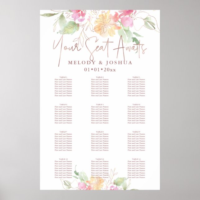 Poster Flores de Romance PixDezines Blushing, assentos (Frente)