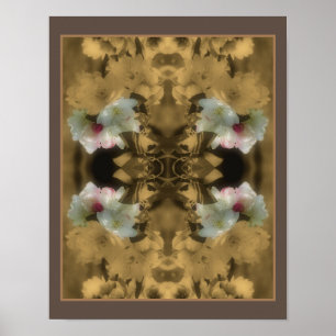 Poster Flores de Sépia Florescem Cor Parcial Abstrato