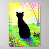 Flores de Silhuette de Gato Preto