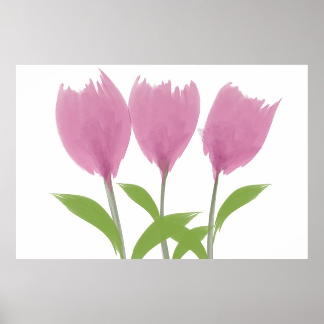 Pôster Flores de Tulipas de Aquarelas abstrato Minimalíst (Frente)