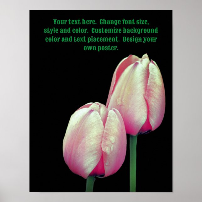 Poster Flores de Tulipas Rosa Criam o seu (Frente)