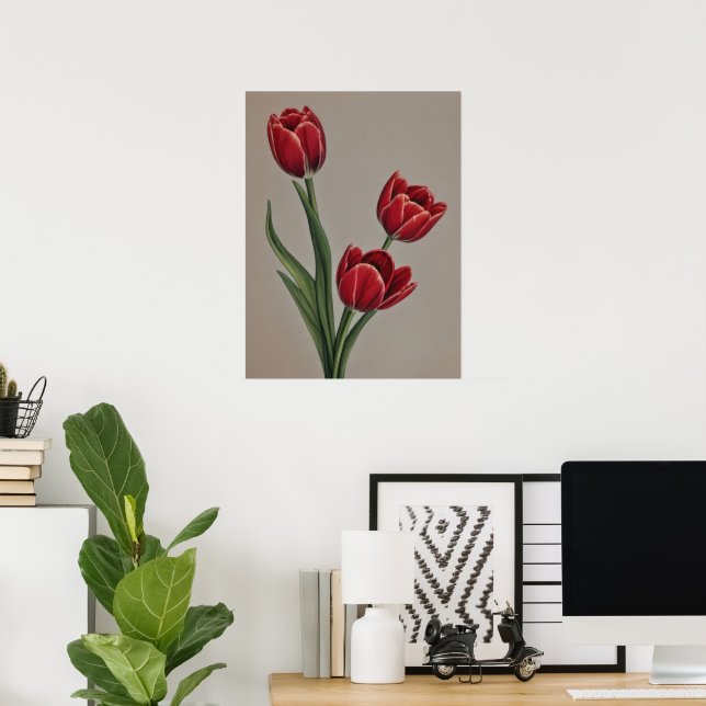 Poster Flores de Tulipas Vermelhas (Escritório em casa)