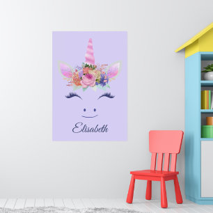 Poster Flores de Unicórnio Fofas Fabulosas Rosto 2