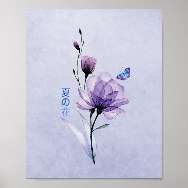 Poster Flores de Verão, Arte Japonesa (Frente)