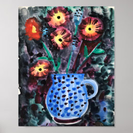 Poster flores decorativas abstratas em um vaso