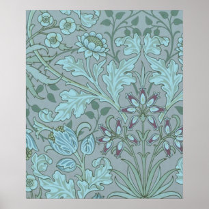 Poster Flores Decorativas Azul Pastel