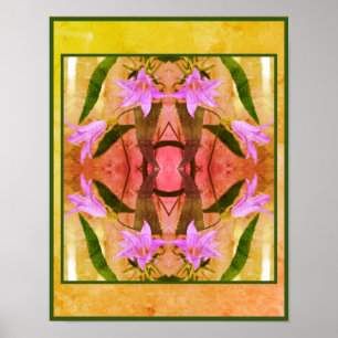 Poster Flores delicadas de lírio roxo abstratas desgastad