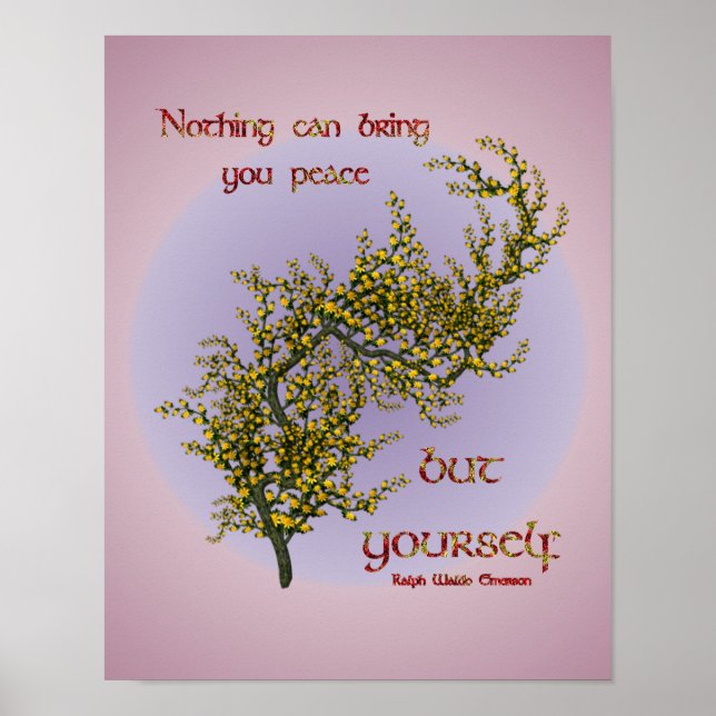 Pôster Flores dentro da Cotação Inspiracional Paz (Frente)