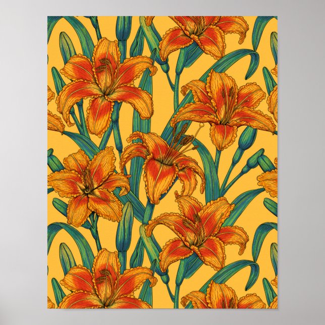 Poster Flores do dia, azuis e amarelas, (Frente)