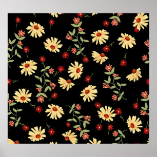 Poster Flores do outono: Harmonia Vermelho-Laranja.