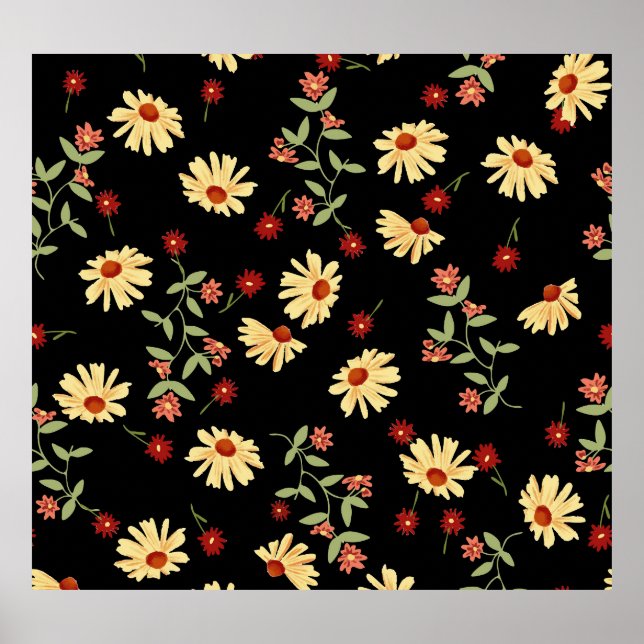 Poster Flores do outono: Harmonia Vermelho-Laranja. (Frente)