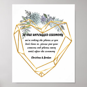 Poster Flores e Coração Geométrico para Festas de casamen