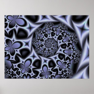 Poster Flores e Diamantes Monocromático