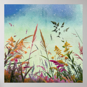 Poster Flores E Estrelas Selvagens